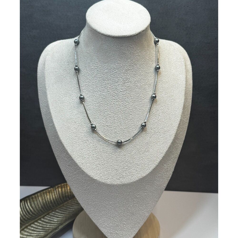 Vintage Monet Faux Grey Pearl Necklace